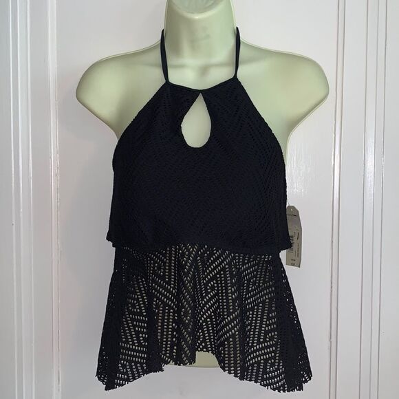 NWT Arizona Jeans Co black tankini swimsuit top - Picture 1 of 8